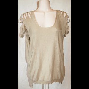 NWT L.A.M.B. Open Shoulders Knit Top, 100% Cotton, sz P/S